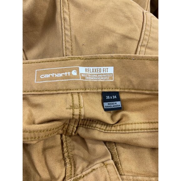 Carhartt Mens Relaxed Fit Duck Work Pants 36x34 Brown Durable Cotton BN2517-M - Picture 3 of 8